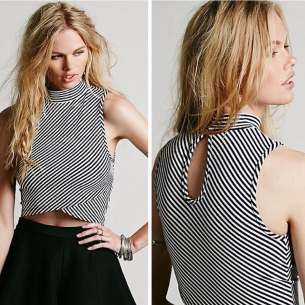 NWOT Free People Tabby Cat Mock Neck Sleeveless Top